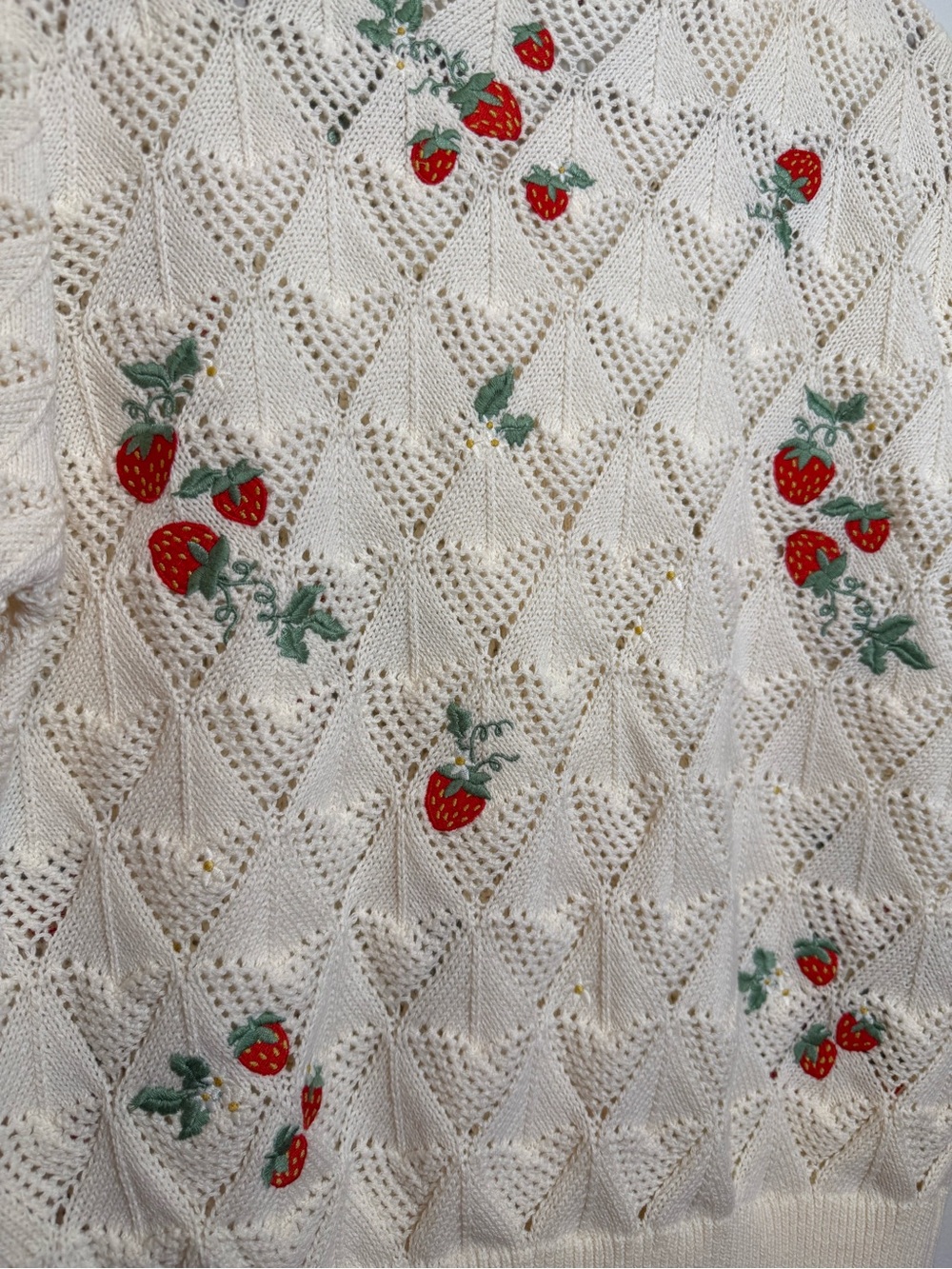 DRIFTWOOD Cream Open-Knit Button Cardigan Strawberry Fields Boho Western Prairie - Picture 11 of 12